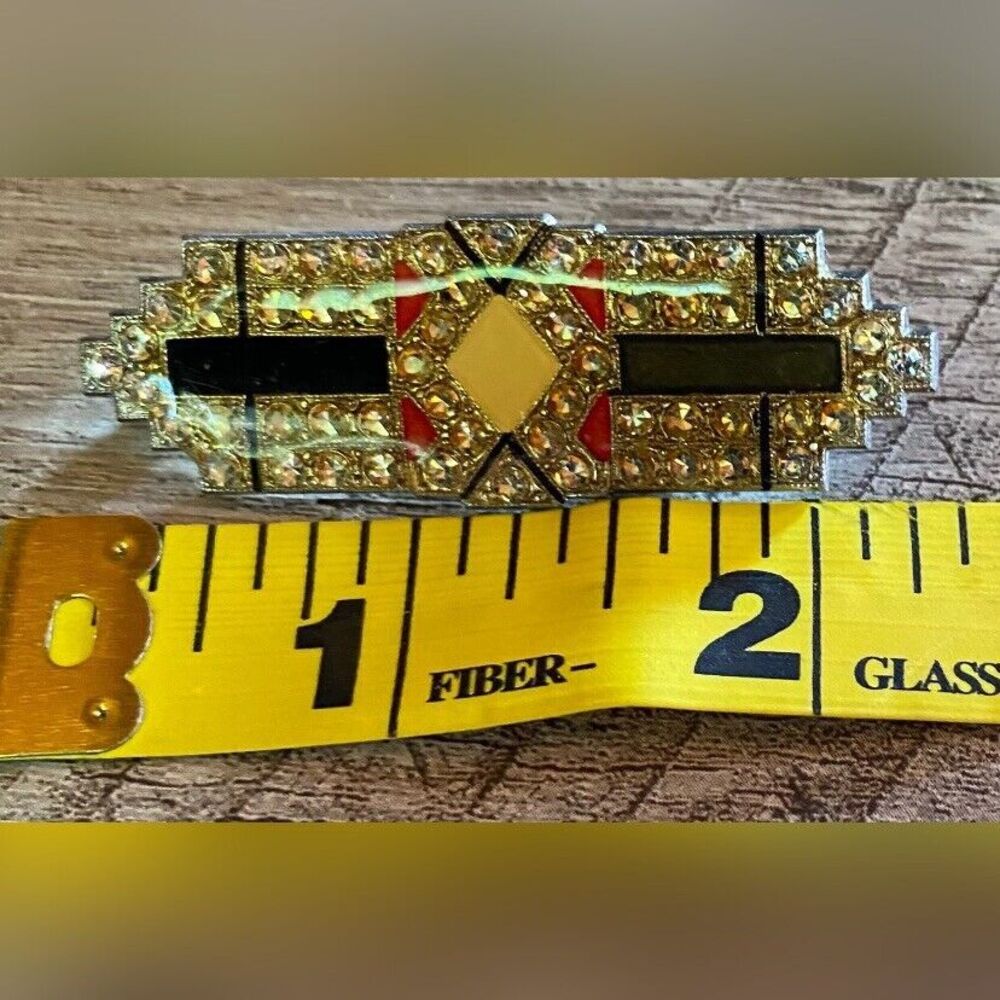 Vintage Women’s Brooch Art Deco MCM Rhinestones 2 1/4” - Picture 2 of 2